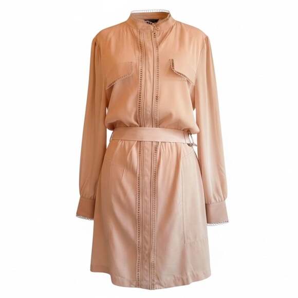 Reiss Dresses & Skirts - Reiss Ladder Trim Detail Flippy Dress Nude Size 10